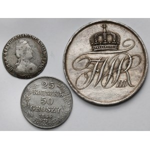 15 kopiejek, medal Verdienst i fałszerstwo 50 groszy - zestaw (3szt)