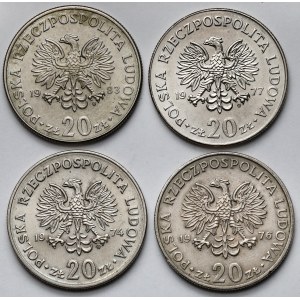 20 złotych 1974-1983 Nowotko - zestaw (4szt)