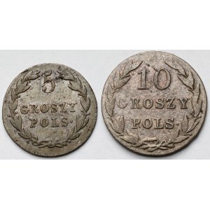 5-10 groszy polskich 1823-1826 IB - zestaw (2szt)