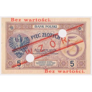5 złotych 1919 - WZÓR - S.15.A - z perforacją - PIĘKNY