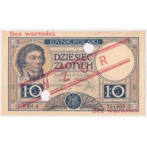 10 złotych 1924 - WZÓR - II EM. A - z perforacją - PIĘKNY
