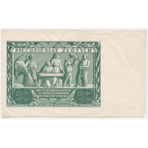 50 złotych 1936 Dąbrowski - tylko druk rewersu