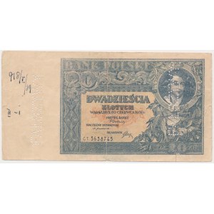 Fałszerstwo z epoki 20 złotych 1931 - perforacja FAŁSZYWY