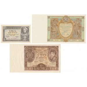 Zestaw banknotów polskich 1929-1936 - PIĘKNE sztuki (3szt)