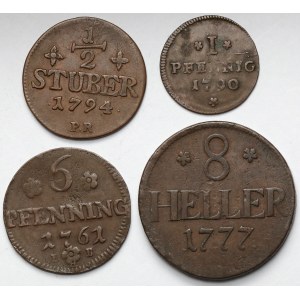 Niemcy, Monety brązowe 1761-1794 - zestaw (4szt)
