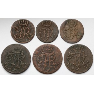 Niemcy, 1 i 3 fenigi 1752-1762 - zestaw (6szt)