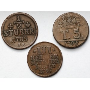 Niemcy, Monety brązowe 1755-1798 - zestaw (3szt)