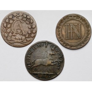 Germany, Brass coins 1692-1809 - lot (3pcs)