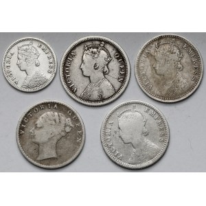 Indie brytyjskie, zestaw monet 1840-1893 - zestaw (5szt)