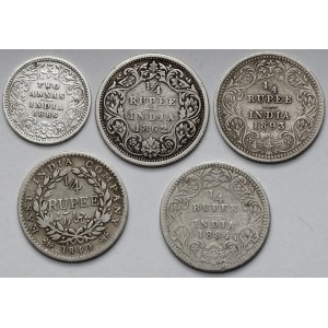 Indie brytyjskie, zestaw monet 1840-1893 - zestaw (5szt)