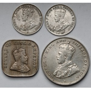 Indie, Ceylon, 5 - 50 centów 1909-1921 - zestaw (4szt)