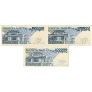 100.000 złotych 1990 - AC, AD i AG (3szt)