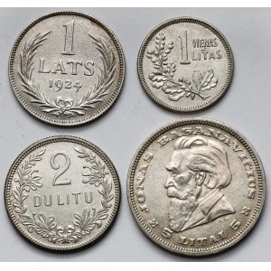 Litwa i Łotwa, 1-5 litai 1925-1936 i 1 lats 1924 - zestaw (4szt)