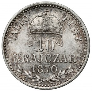 Węgry, Franciszek Józef I, 10 krajcarów 1870 KB, Kremnica