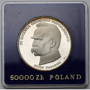 50.000 złotych 1988 Piłsudski - stempel lustrzany