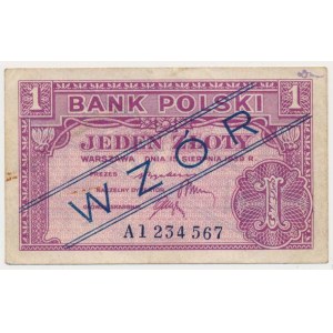 Londyn, 1 złoty 1939 - WZÓR - A 1 234 567
