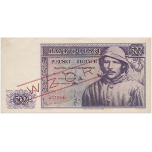 Londyn, 500 złotych 1939 - WZÓR - A 012345
