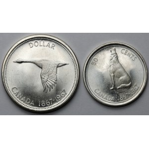 Kanada, 50 centów i dolar 1967 - zestaw (2szt)