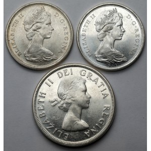 Kanada, 50 centów i dolar 1958-1967 - zestaw (3szt)