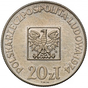 Próba MIEDZIONIKIEL 20 złotych 1974 XXX lat PRL