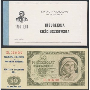 Zestaw 5 szt. banknotów z nadrukami - 1948 i 4x 1988 w folderze