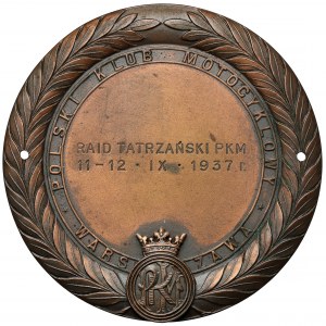 Plakieta Polski Klub Motocyklowy Warszawa - Raid Tatrzański 1937