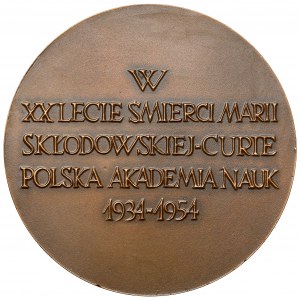 Medal, XX lecie śmierci Marii Skłodowskiej-Curie 1934-1954