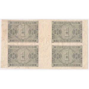 1 złoty 1938 Chrobry - tylko druk rewersu - nierozcięte 4 sztuki