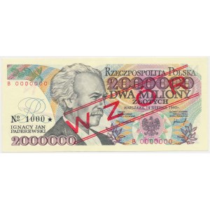 2 mln zł 1992 - WZÓR - B 0000000 - No.1000