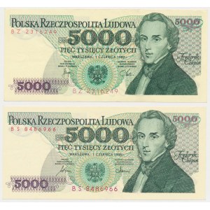 5.000 zł 1982 - BZ i 5.000 zł 1986 - BS - zestaw (2szt)