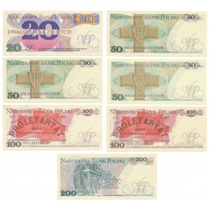 PRL, zestaw banknotów (7szt)