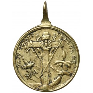 Medalik religijny XVIII wiek, PASS CHRIS SALV NOS / CONFOR ME