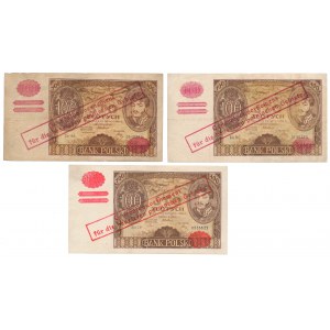 100 złotych 1932-1934 z FAŁSZYWYMI przedrukami GG (3szt)