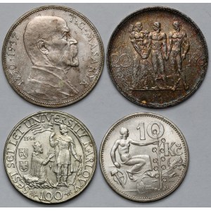 Czechosłowacja, 10, 20 i 100 koron 1931-1948 (4szt)
