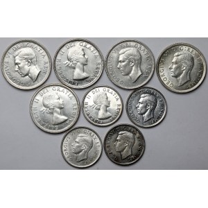 Kanada, 50 centów - 1 dolar 1939-1958 - zestaw (9szt)