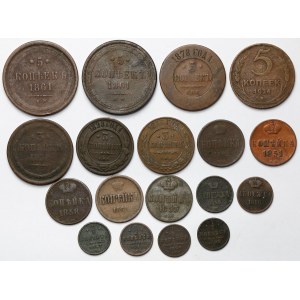 Rosja miedziane monety XIX-XX w. (18szt)