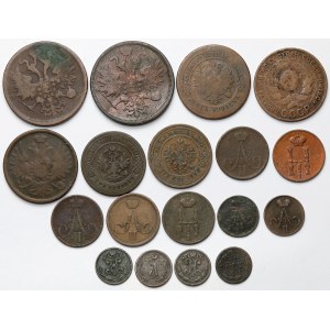 Rosja miedziane monety XIX-XX w. (18szt)