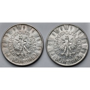 Piłsudski 10 złotych 1934 i 1938 - zestaw (2szt)