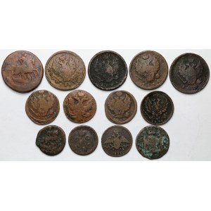 Rosja, miedziane monety XVIII-XIX w. (13szt)