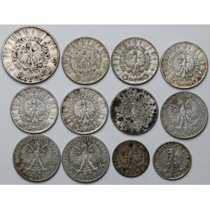 1-10 złotych 1925-1937 - zestaw (12szt)