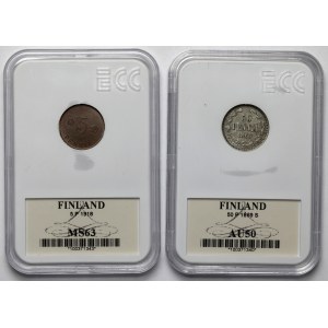 Finlandia, 5 pennia 1918 i 50 pennia 1869 (2szt)