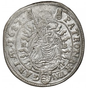 Węgry, Leopold I, 15 krajcarów 1687 KB, Kremnica