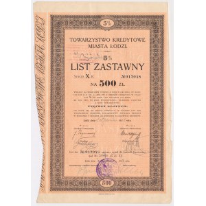 Łódź, TKM, List zastawny 500 zł 1933