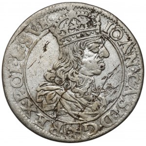 Jan II Kazimierz, Szóstak Kraków 1661 TLB - Ślepowron w tarczy