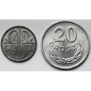 1 grosz 1939 i 20 groszy 1963 - zestaw (2szt)