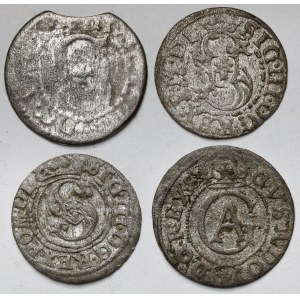 Zygmunt III Waza, Szelągi Ryga 1612-20 + Elbląg 1634 Gustawa (4szt)