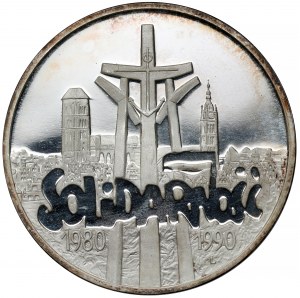 100.000 złotych 1990 Solidarność - odmiana D - LUSTRZANKA (odwrócona flaga)