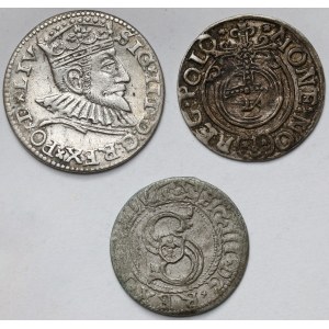 Zygmunt III Waza, Trojak, Półtorak i Szeląg 1593-1620 - zestaw (3szt)