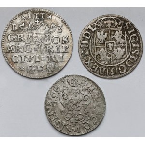 Zygmunt III Waza, Trojak, Półtorak i Szeląg 1593-1620 - zestaw (3szt)