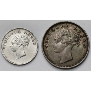 Indie, 2 annas i 1/4 rupii 1840 i 1841 - zestaw (2szt)